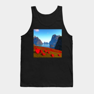 Valentine Wall Art - Hearts on the hill - Unique Valentine Fantasy Planet Landsape - Photo print, canvas, artboard print, Canvas Print and T shirt Tank Top